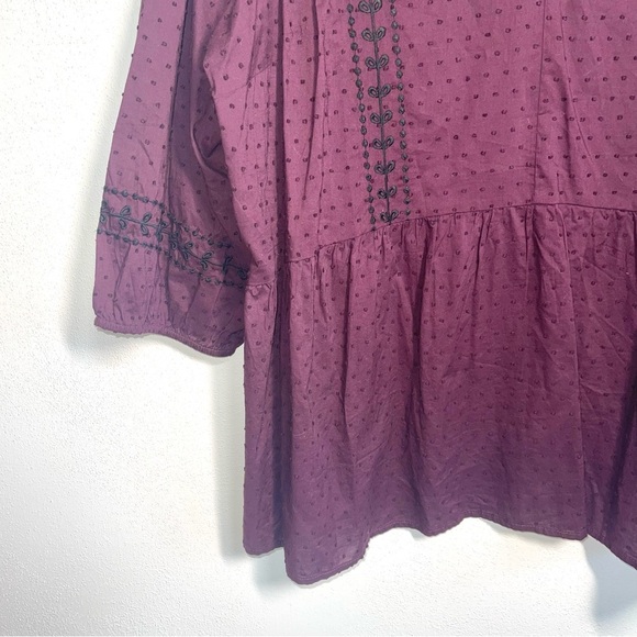Lane Bryant NWT 100% Cotton Maroon Swiss Dot Embroidered Blouse 3X Women’s - Picture 4 of 10